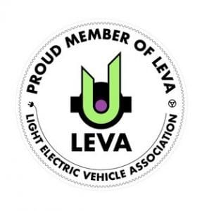 image of a patch that says "Proud Member of LEVA" Light Electric Vehicle Association