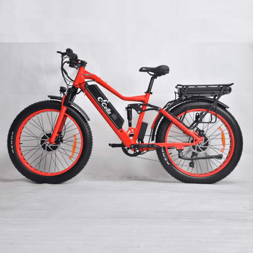 photo of a red E-Cells electric bike